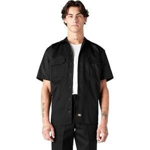Dickies Men’s Work Shirt LARGE Black Twill Button Down Shirts Uniform Daily Wear